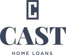 A black and white logo for cast home loans.
