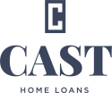 A black and white logo for cast home loans.