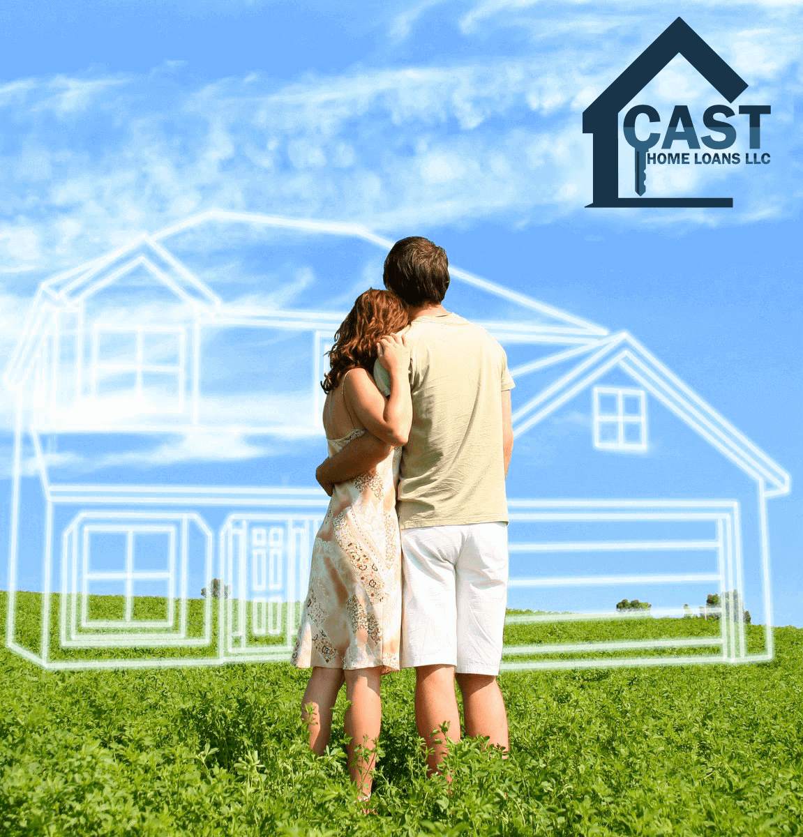 A couple is standing in the grass with their arms around each other.